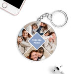 Llavero Circular con Cuatro Fotos y Texto personalizado Miniatura de Llavero Circular con Cuatro Fotos y Texto personalizado