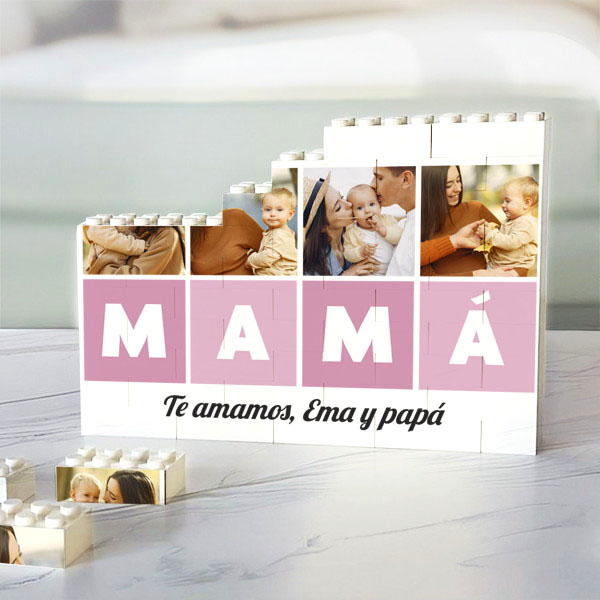 Puzle de Bloques Mamá con Cubos Horizontales personalizado