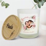 Vela Corazón Floral con Foto y Texto personalizada Miniatura de Vela Corazón Floral con Foto y Texto personalizada