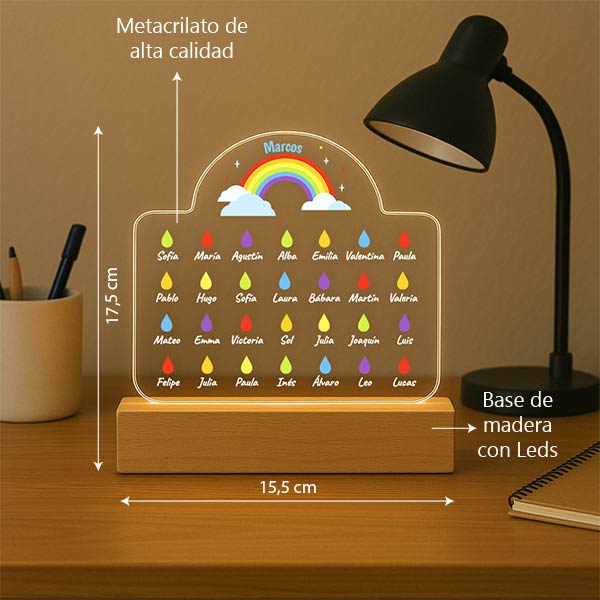 Lámpara Lluvia con Nombres y Texto personalizado