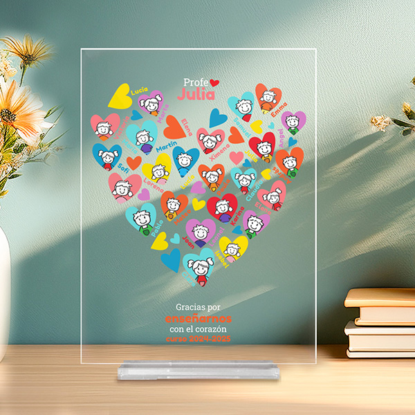 Placa Corazones con Muñecos con Nombres personalizado