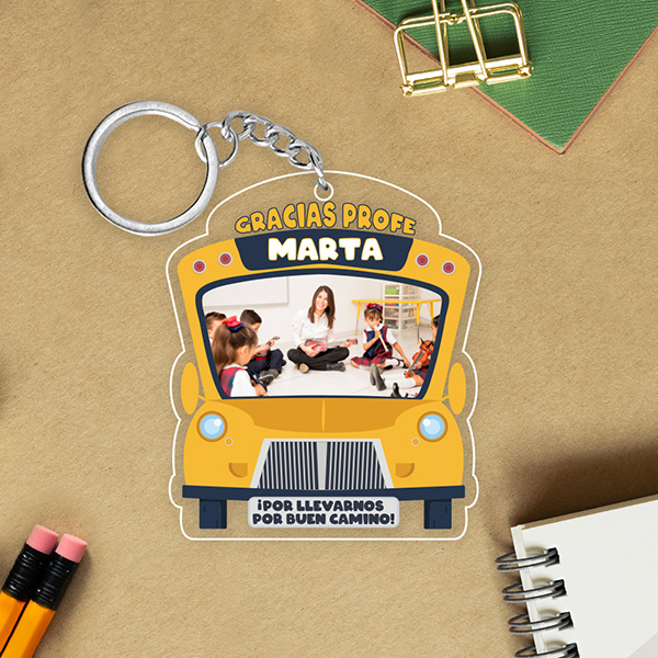 Llavero Bus con Nombre y Texto personalizado