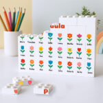 Puzle de Bloques con Flores con Nombres personalizado Miniatura de Puzle de Bloques con Flores con Nombres personalizado