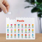Miniatura de Puzle de Bloques con Flores con Nombres personalizado