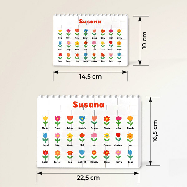 Puzle de Bloques con Flores con Nombres personalizado
