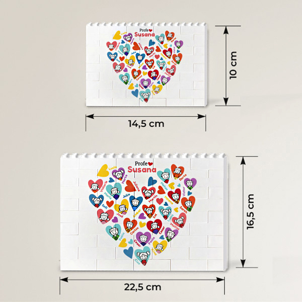 Puzle de Bloques Corazones con Muñecos con Nombres personalizado