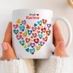 Taza Corazones con Muñecos con Nombres personalizado Miniatura de Taza Corazones con Muñecos con Nombres personalizado