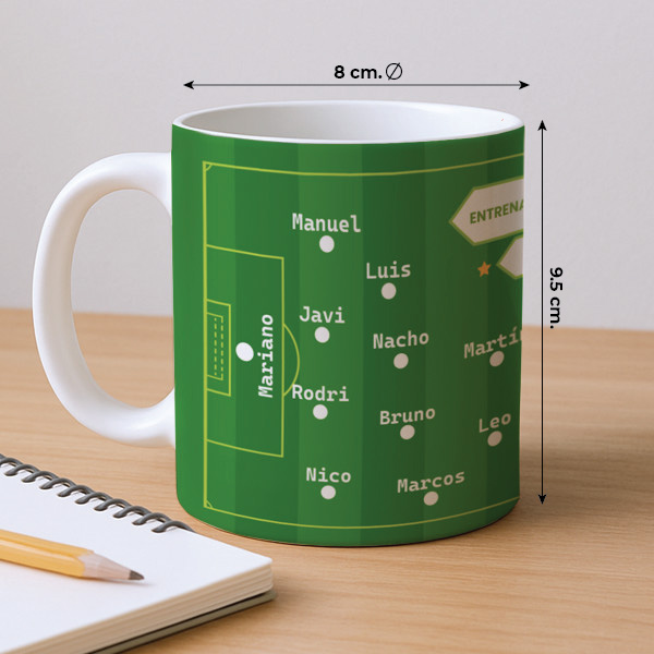 Taza Campo de Fútbol con Nombres Personalizada