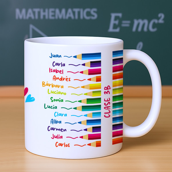 Taza Lápices de Colores con Nombres personalizado