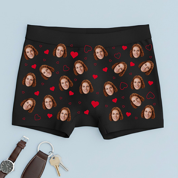 Calzoncillo Estampado Corazones con Foto personalizada