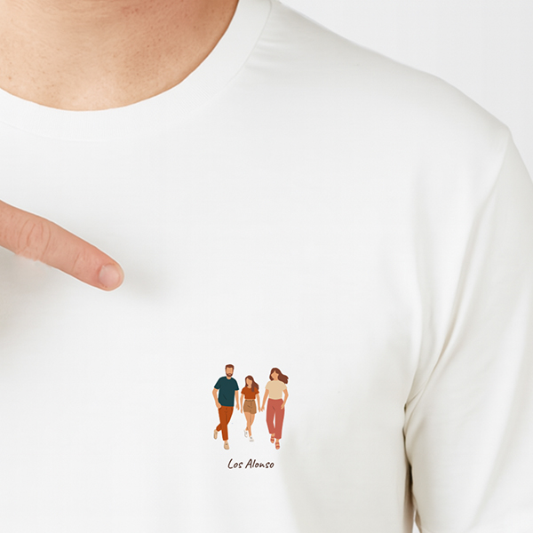Camiseta Ilustrada Retrato Frontal con Texto Personalizado
