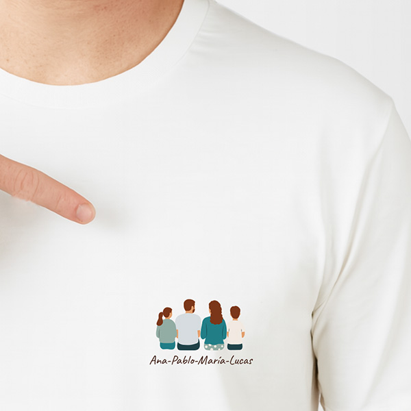 Camiseta Ilustrada Retrato de Espaldas con Texto Personalizado
