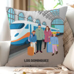 Cojín Estación de Tren con Nombres y Texto personalizado Miniatura de Cojín Estación de Tren con Nombres y Texto personalizado