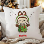 Cojín Labubu Navideño con Nombre personalizado Miniatura de Cojín Labubu Navideño con Nombre personalizado