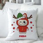 Miniatura de Cojín Labubu Navideño con Nombre personalizado