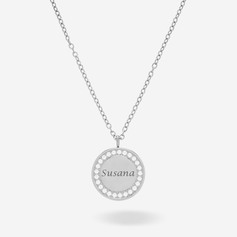 Collar con Brillantes Redondo con Texto personalizado