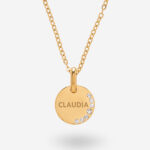 Collar Redondo con Brillos Laterales y Texto personalizado Miniatura de Collar Redondo con Brillos Laterales y Texto personalizado