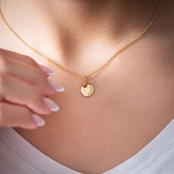 Collar Redondo con Strass y Texto personalizado