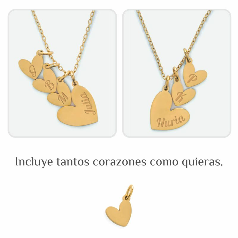 Collar Corazones con Texto personalizado
