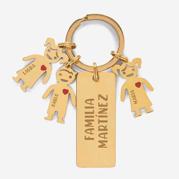 Llavero de Acero con Texto y Muñecos personalizados