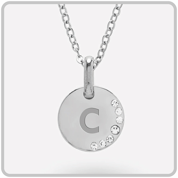 Collar Redondo con Brillos Laterales y Texto personalizado