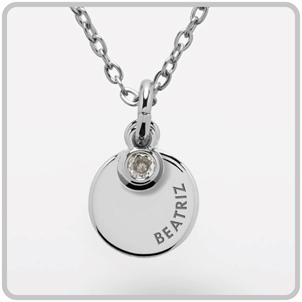 Collar Redondo con Strass y Texto personalizado