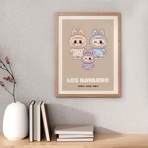 Póster Labubu con Nombres y Texto personalizado