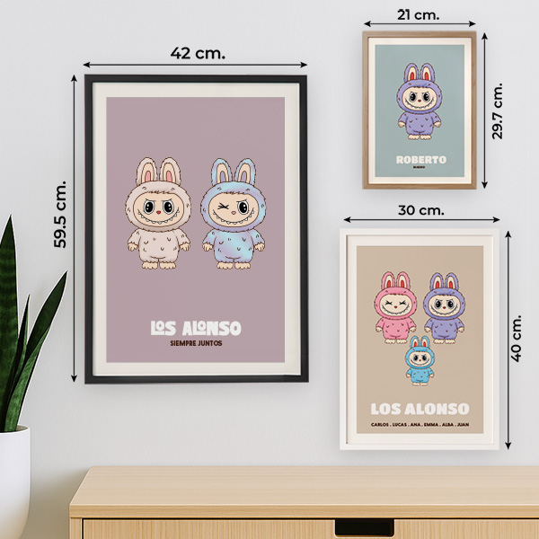 Póster Labubu con Nombres y Texto personalizado