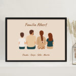 Póster Familia de Espaldas con Nombres y Texto personalizado Miniatura de Póster Familia de Espaldas con Nombres y Texto personalizado