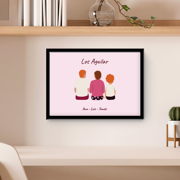 Póster Familia de Espaldas con Nombres y Texto personalizado