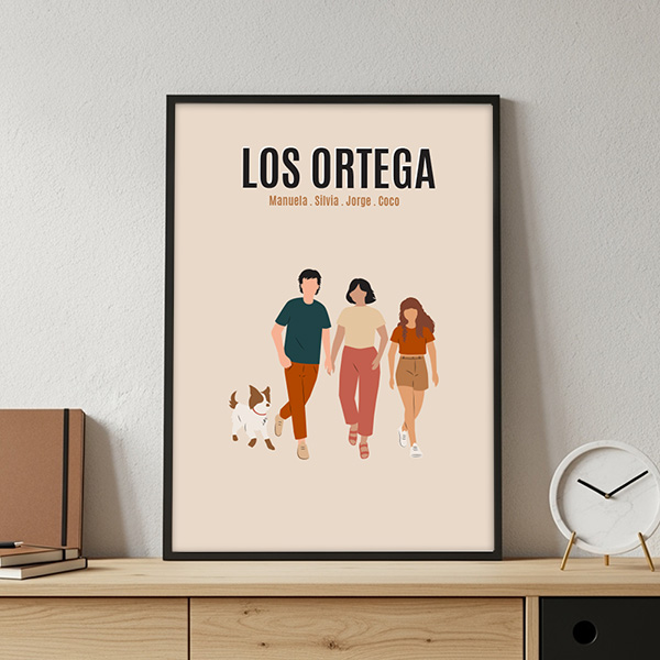 Póster Familia de Frente con Nombres y Texto personalizado