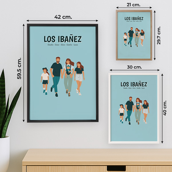Póster Familia de Frente con Nombres y Texto personalizado
