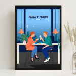 Póster Ilustración de Pareja con Nombres y Texto personalizado Miniatura de Póster Ilustración de Pareja con Nombres y Texto personalizado