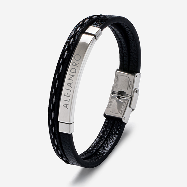Pulsera de Hombre Doble con Texto personalizado