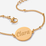 Pulsera de Mujer con Colgante Redondo y Texto personalizado Miniatura de Pulsera de Mujer con Colgante Redondo y Texto personalizado