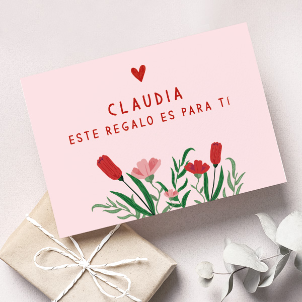 Tarjeta de regalo con dedicatoria personalizada