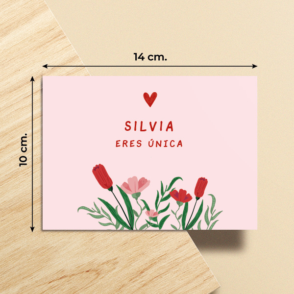 Tarjeta de regalo con dedicatoria personalizada