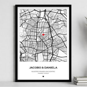 Póster mapa del amor con ubicación personalizada