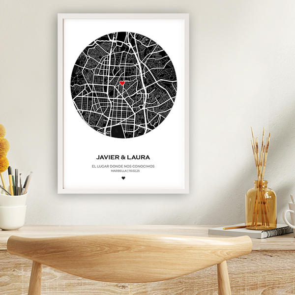 Póster Mapa del Amor con Ubicación personalizada