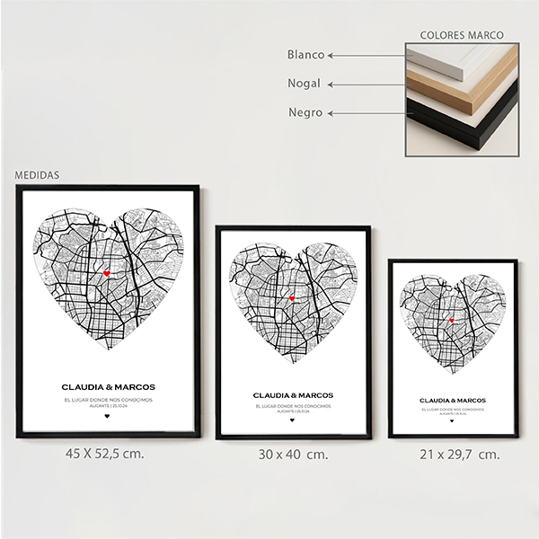 Póster Mapa del Amor con Ubicación personalizada