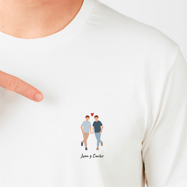 Camiseta con Ilustración de Pareja y Nombres personalizados