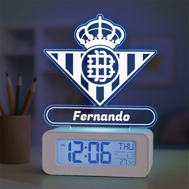 Reloj Despertador con Luz Escudo Betis Personalizado