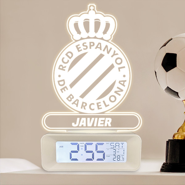 Reloj Despertador con Luz Escudo Español personalizado
