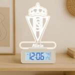 Miniatura de Reloj Despertador con Luz Escudo Sporting de Gijón personalizado