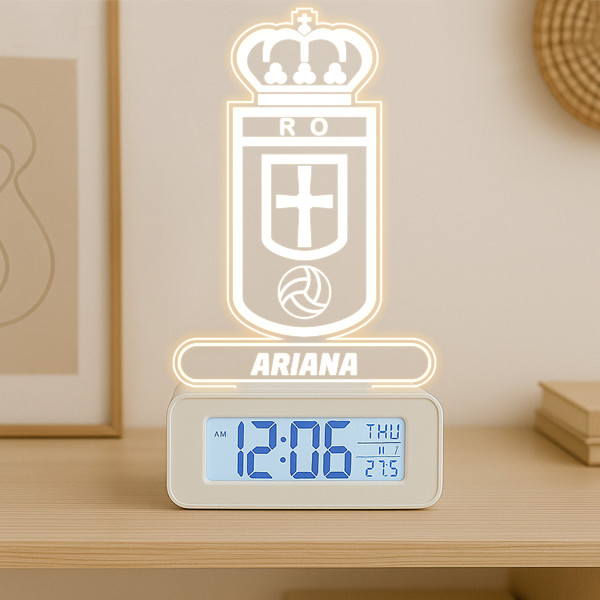 Reloj Despertador con Luz Escudo Oviedo personalizado