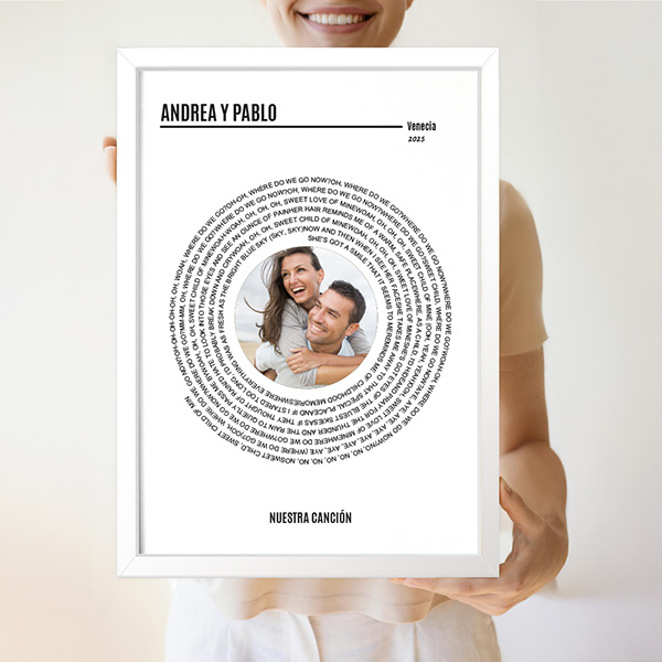 Póster con Letra Canción Spotify en Espiral y tu Foto personalizada