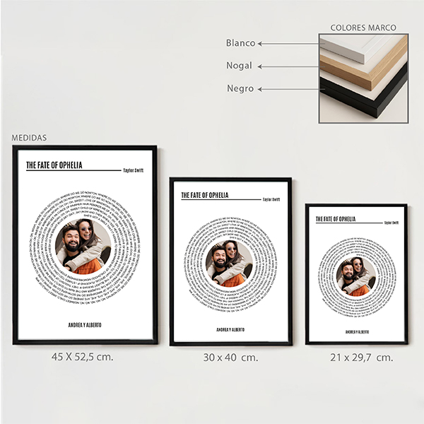 Póster con Letra Canción Spotify en Espiral y tu Foto personalizada