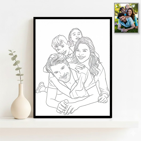 Póster con Ilustración Lineal de Foto personalizada