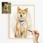 Póster con Ilustración en Acuarela de Mascota personalizada Miniatura de Póster con Ilustración en Acuarela de Mascota personalizada