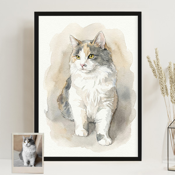 Póster con Ilustración en Acuarela de Mascota personalizada